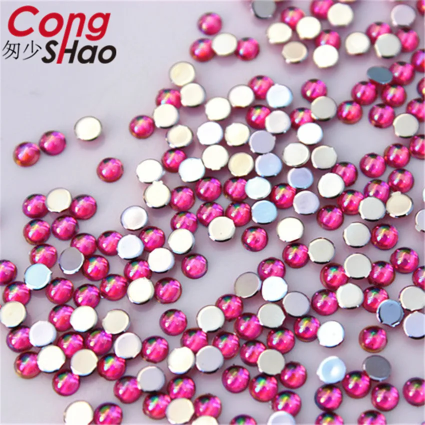 Cong Shao 1000szt 3mm 3D Nail Art Tips AB Color flatback crystal Acrylic Rhinestone trim phone not hotfix nail applique ZZ625