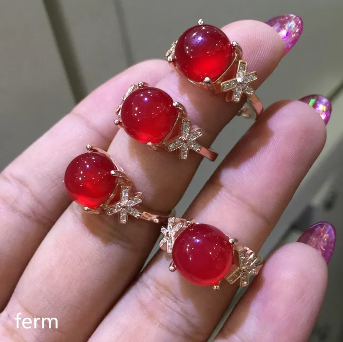 

KJJEAXCMY boutique jewelry 925 Silver-inlaid Natural Garnet Female Ring Mini Support Detection