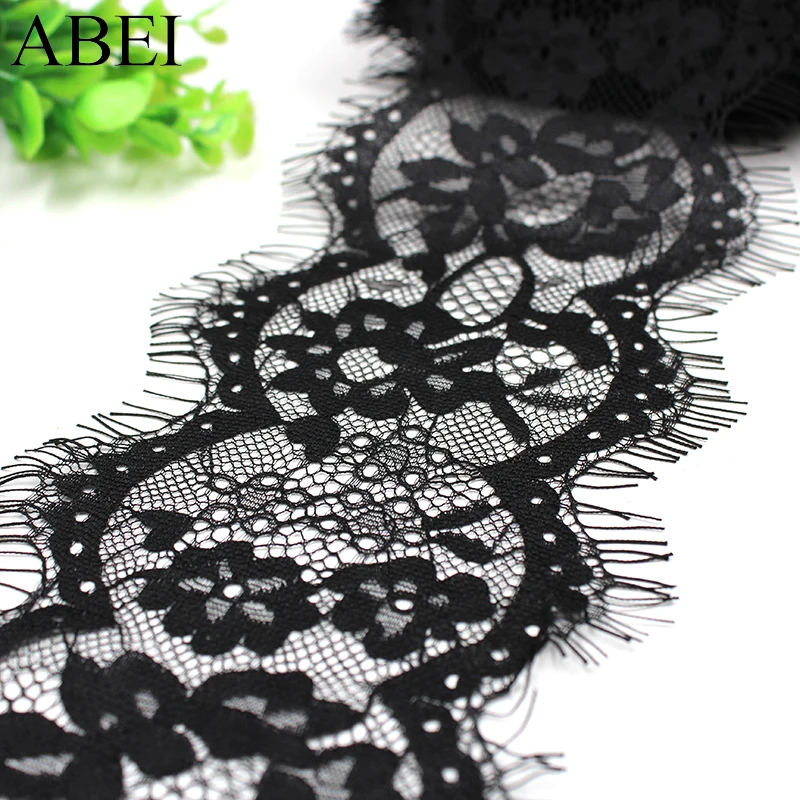 11cm 3Meters Nylon Black Eyelash Lace Trims DIY Sew Lace Fabric Party Dress Clothes Edge Embellishment Wedding Hometexile Craft