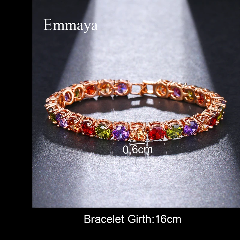 Emmaya Multicolor Zircon Rome Bride Wedding Bracelet & Bangles Hip hop Jewelry Cut 6.0 mm CZ Tennis Bracelet For Women/Men Party