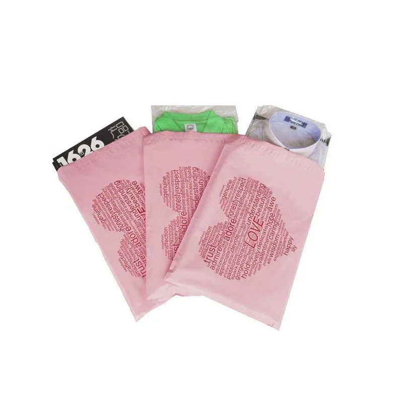 

28*42cm Poly Mailer Pink Heart-shaped Color Mailing Envelope Post Bags Self-seal Adhesive Mailing Bags 1000pcs/lot ZA5670