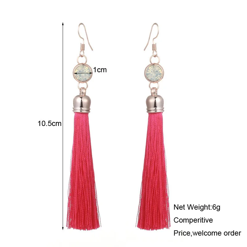 LOVBEAFAS Ethnic Fringe Tassel Long Drop Earrings Women Boho Crystal Boucles Brinco Dangle Earings Fashion Jewelry Bijoux Femme