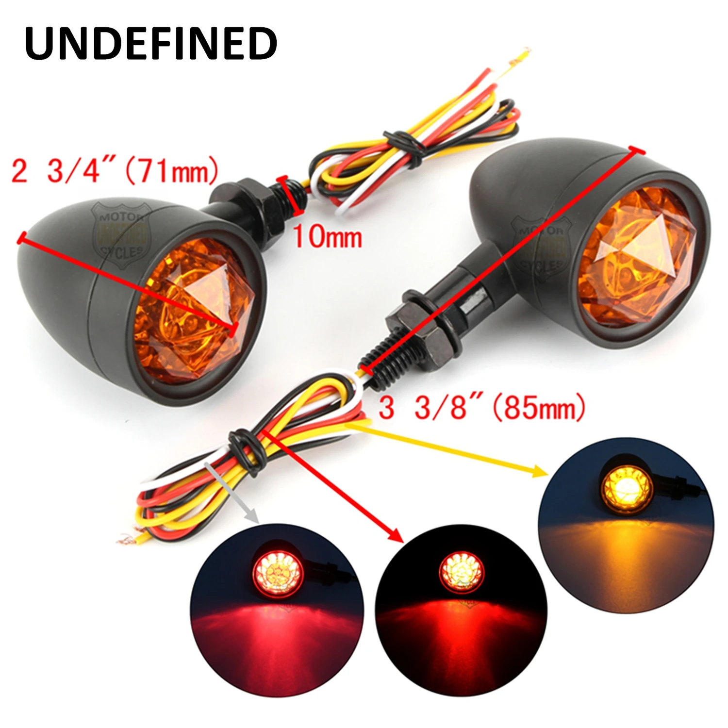 Chrome Motorcycle Turn Signal Lights LED Amber Diamond Lens Brake Indicator Light Lamp For Harley Bobber Chopper Bikes Universal