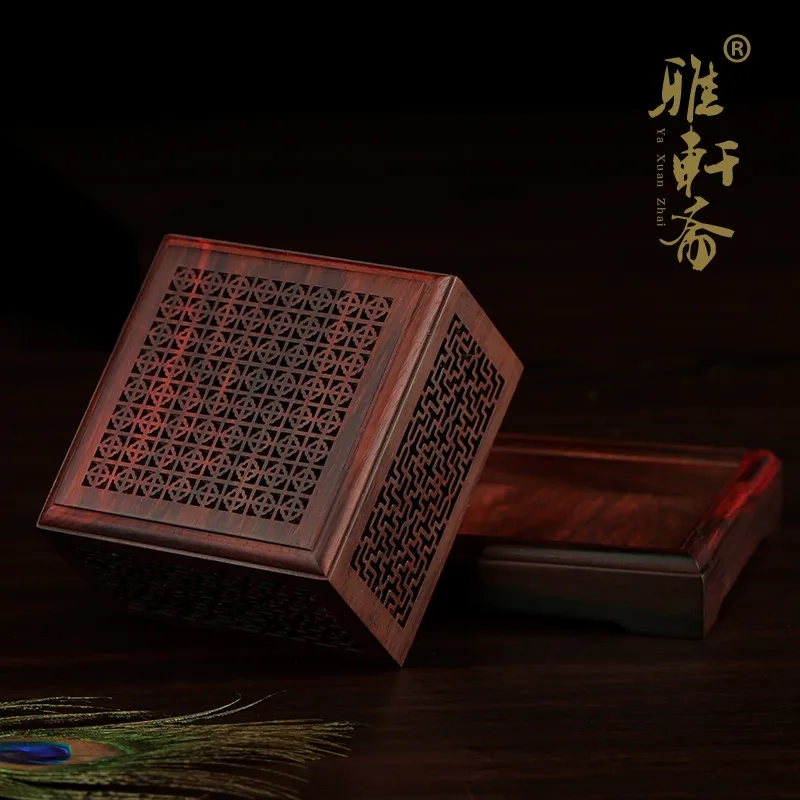 Zhai Gallery carved mahogany disc incense incense wood hollow solid rosewood sandalwood incense incense box lying inserted