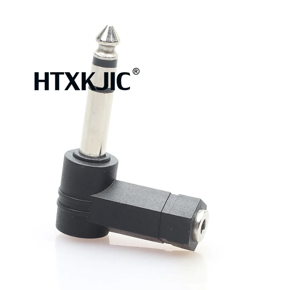 100 Cái 6.35 mét Nam đến 3.5 mét Nữ Cắm 3 Cực Phải Angle Stereo Audio Adapter 90 Bằng 6.35-3.5 Nam nối