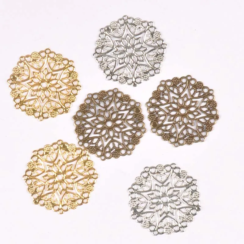 10pcs  Filigree Flower Wraps Connector Flatback Metal Embellishments Scrapbooking For DIY Jewelry Findings YKL0735
