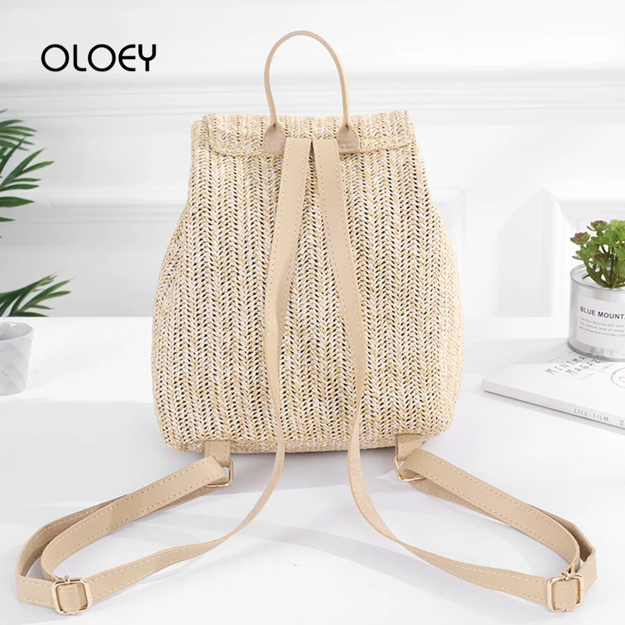 Fashion Straw Woven Backpack Women Shoulder Bags Summer Teenage Girl Quality Bagpacks Female Travel Bag Books Rucksack Mochila