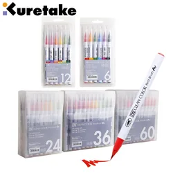 kuretake RB-6000AT 4/6 colors ZIG clean color real brush soft head watercolor brush cartoon drawing pen art supplie