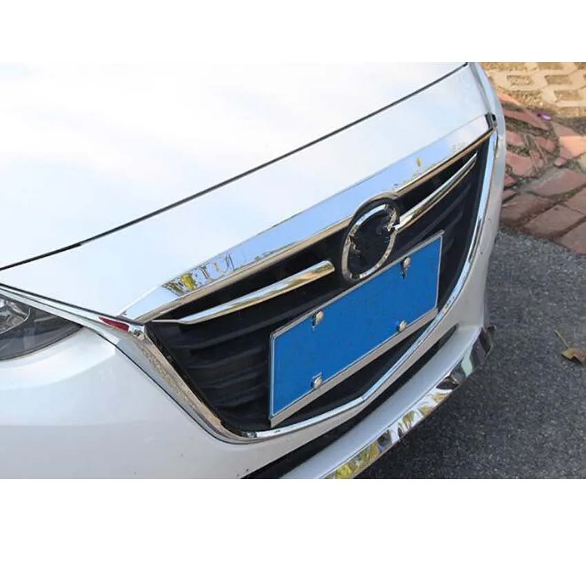 Fit For Mazda 3 Axela BM 2014 2015 2016 Car Front Grill Grille Decoration Strips Cover Trim Styling Stickers ABS 2Pcs/set