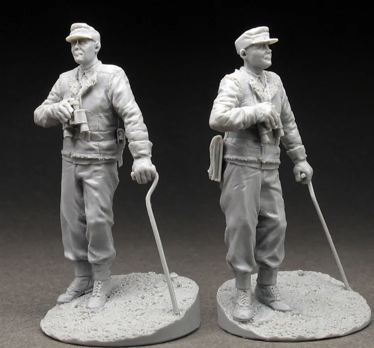 Kit de figurines d'officiers de scène militaire historique, modèle en résine, non assemblé, non peint, avec socle, 1/35