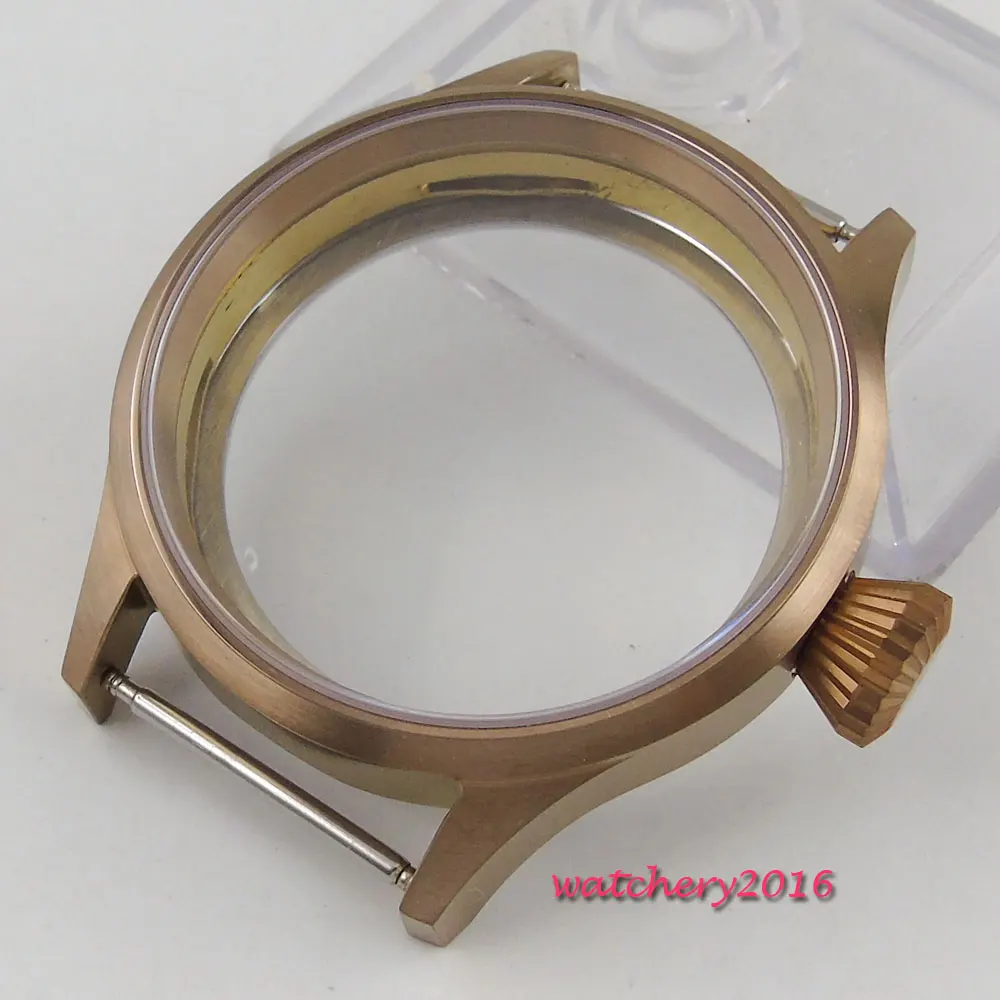 43mm  Bronze plated Case Sapphire Glass fit eat 6498 6497 movement replacement parts