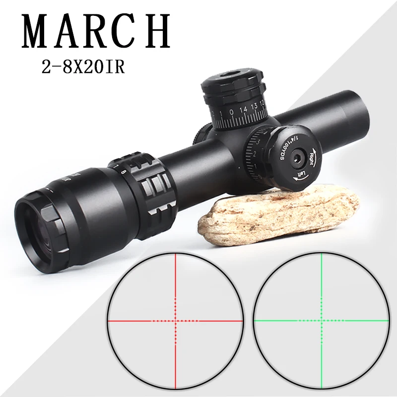 Hunting Optical Sight 2-8x20IR Riflescope Adjustable Green Red Dot Hunting Light Tactical Scope Reticle Optical Rifle Scope