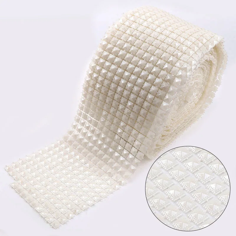 

10 Yards 7mm 12 Rows Artificial Ivory White Square Pearl Beads Chain DIY Garland Flower For Wedding Decoration