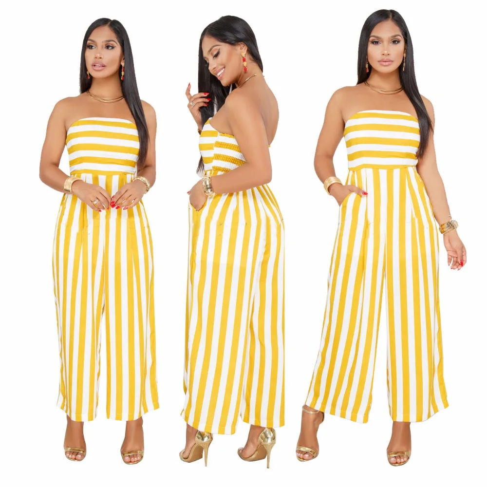 ฤดูร้อน Stripe หลอด rompers womens jumpsuit Plus ขนาด jumpsuits สำหรับสตรี 2019