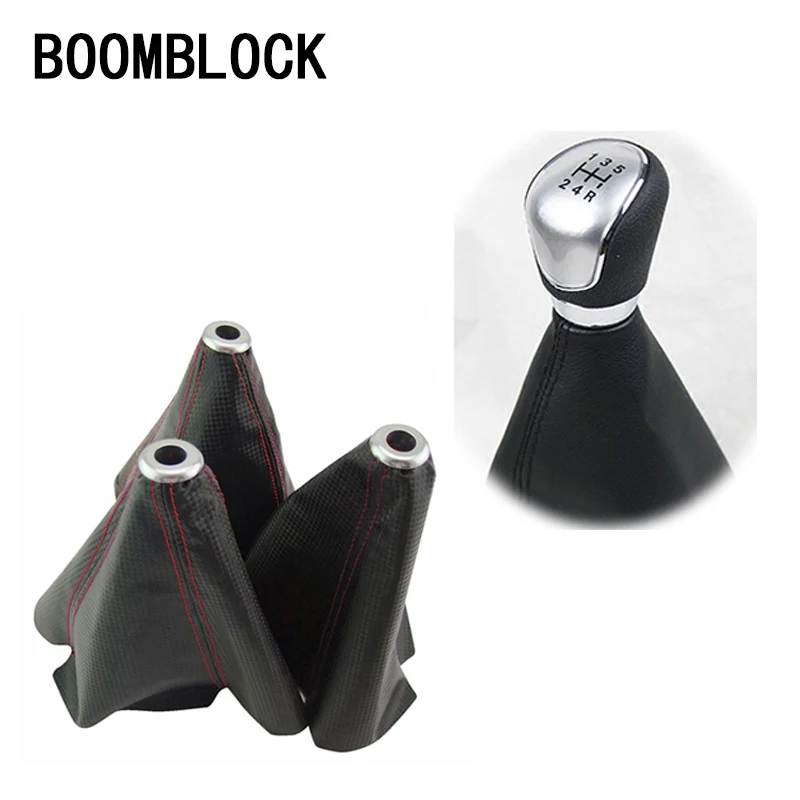 BOOMBLOCK Genuine Leather Carbon Car Gear Shift knob Cover For Mazda 3 6 Toyota Avensis C-HR Peugeot 307 407 308 Alfa Romeo 159