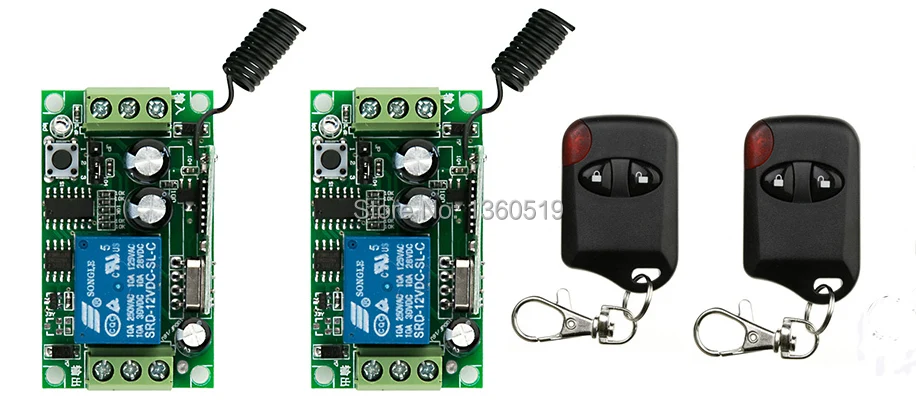 

2pcs/lot DC12V 10A 1CH Wireless Remote Control Switch Radio Control Switch 1CH Relay Learning Codelamp/ window/Garage Doors