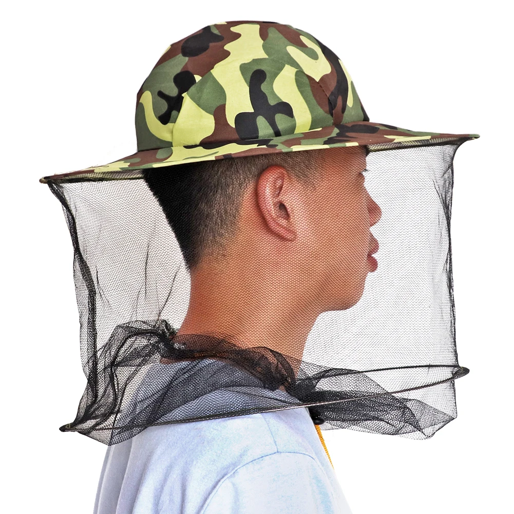 Bee Keeping Protective Bee Hat Anti bee Two-Layer Head Top Camouflage Hat-Veil Combo Bee Hat Bug Mesh Mask Beekeeping