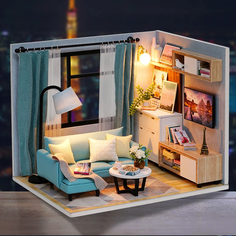 

Cutebee Doll House Furniture Miniature Dollhouse DIY Miniature House Room Casa Toys for Children DIY Dollhouse H18-2