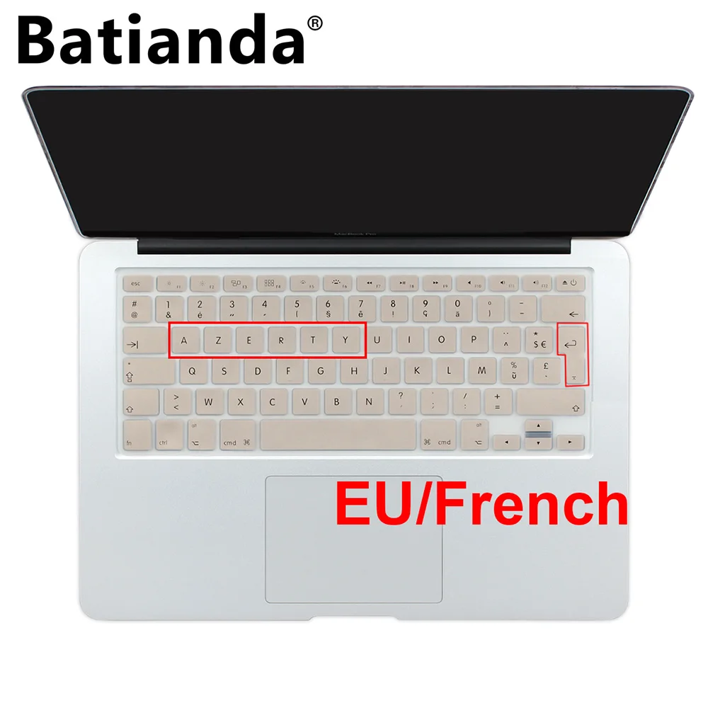 EU French AZERTY Keyboard Cover Silicone Skin for MacBook Pro 13