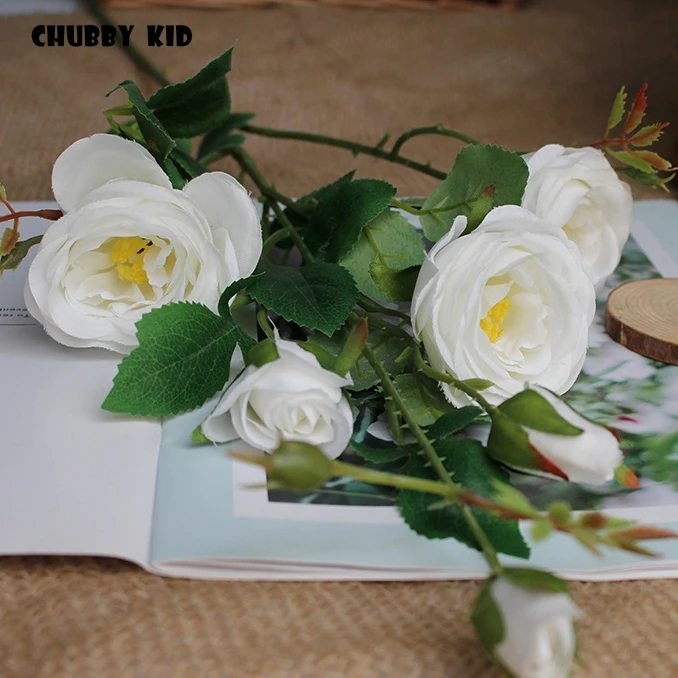 Wholesale High quality 6 heads artificial rose flowers 92cm long stem fake rose wedding decorative silk tea rose 10pcs/lot