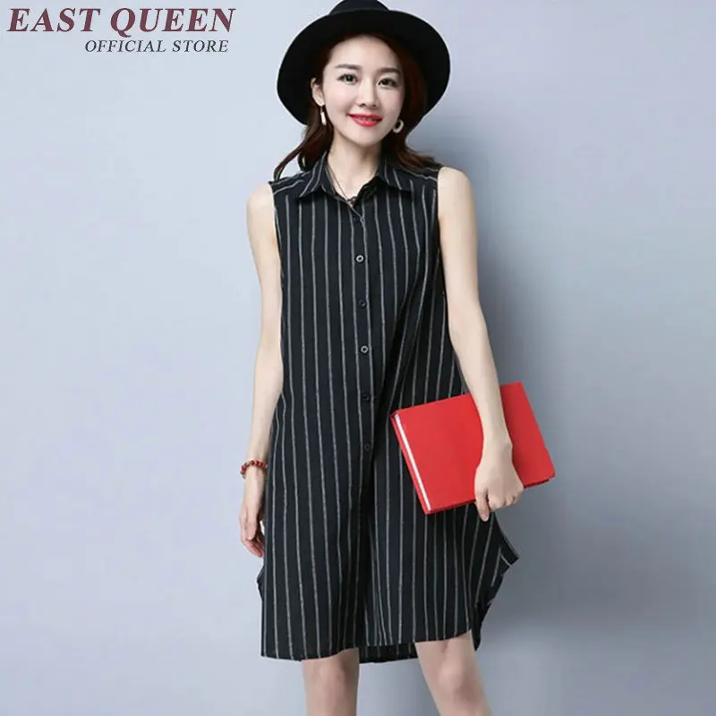 fashion dress for women clothing 2018 sleeveless summerdress casual striped dress shirt summer womens sundresses NN0507 YQ