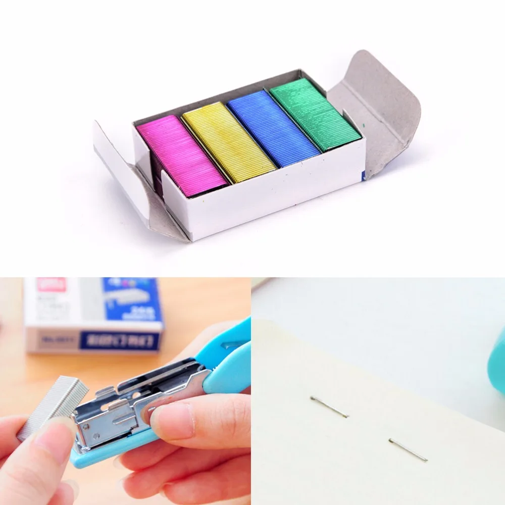 New 1Pack 10mm Creative Colorful Stainless Steel Staples Office Binding Supplies Wholesale low price( Pack of 800 )