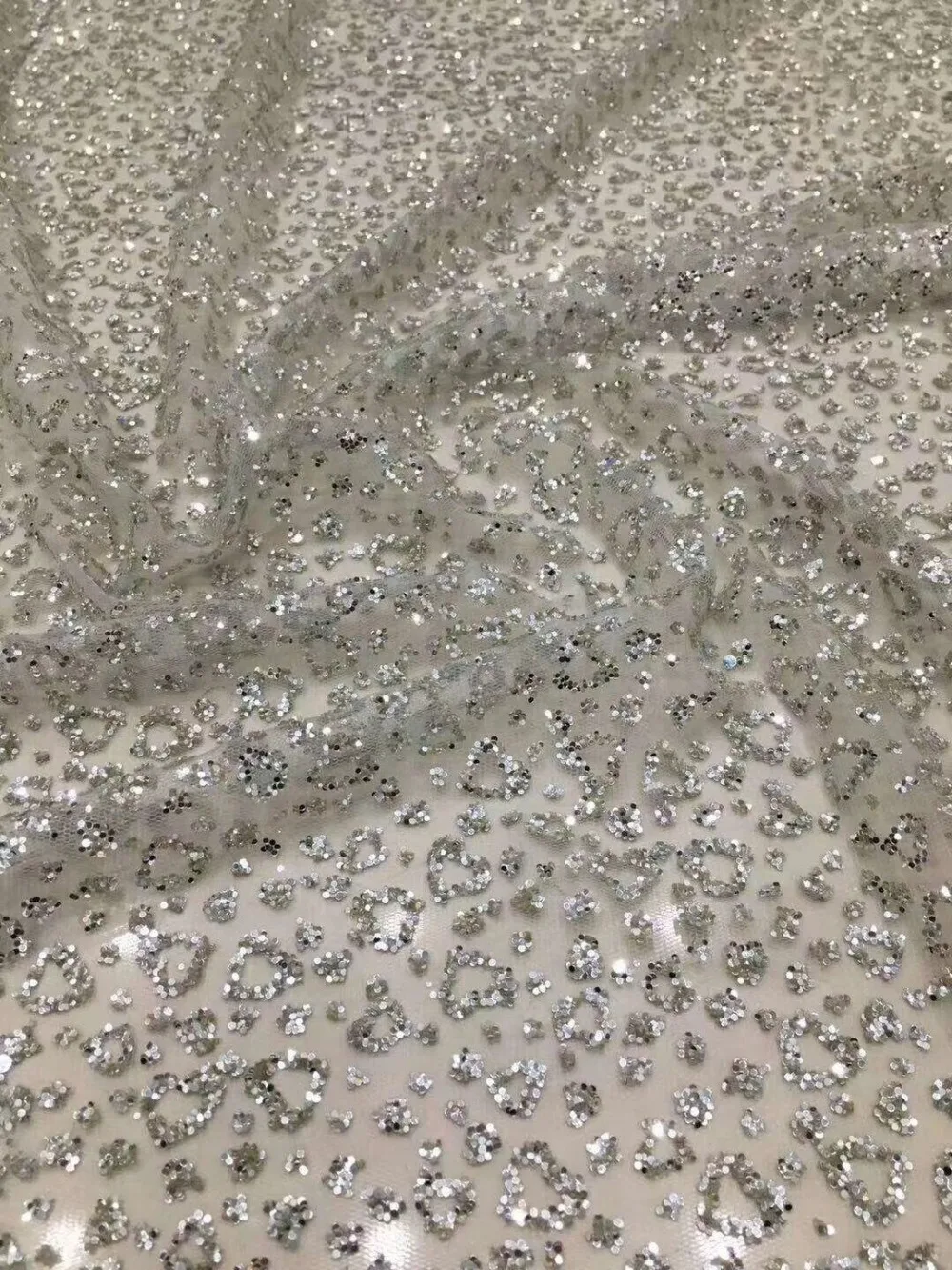 

shining glued glitter african tulle mesh fabric SYJ-1627 for wedding dress/evening dress