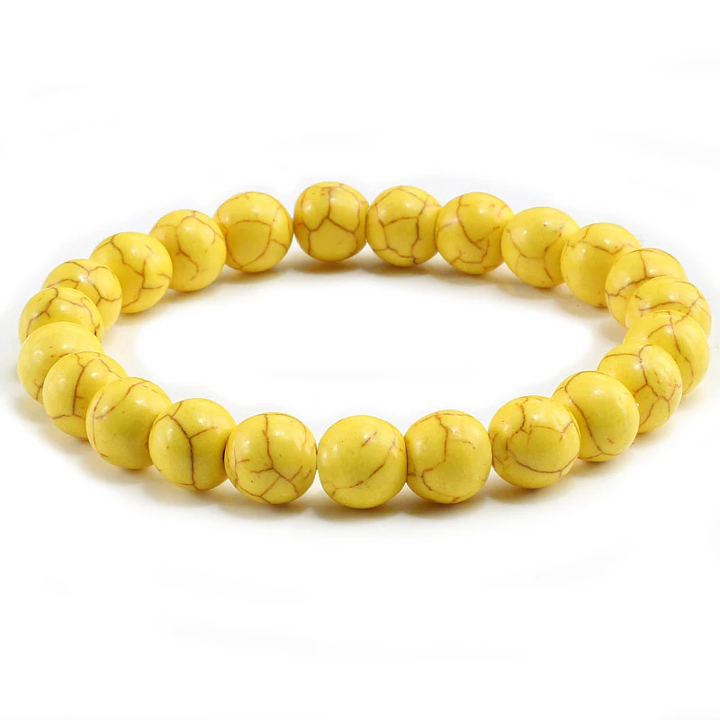 Trendy Yellow Natural Stone Beads Charm Bracelets & Bangles for Women Round Beaded Strand Bracelet Men Jewelry Pulseira Feminina