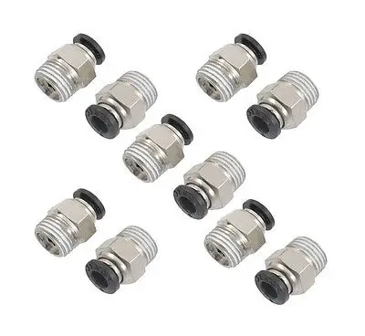 

10 Pcs 1/4" PT Male Thread 6mm Push In Joint Pneumatic Connector Quick Fittings