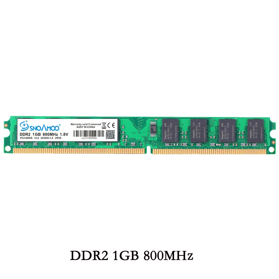 SNOAMOO Desktop PC RAMs DDR2 1GB RAM 800MHz PC2-6400S 240-Pin 1.8V 667MHz 2GB DIMM For I Compatible Computer Memory Warranty