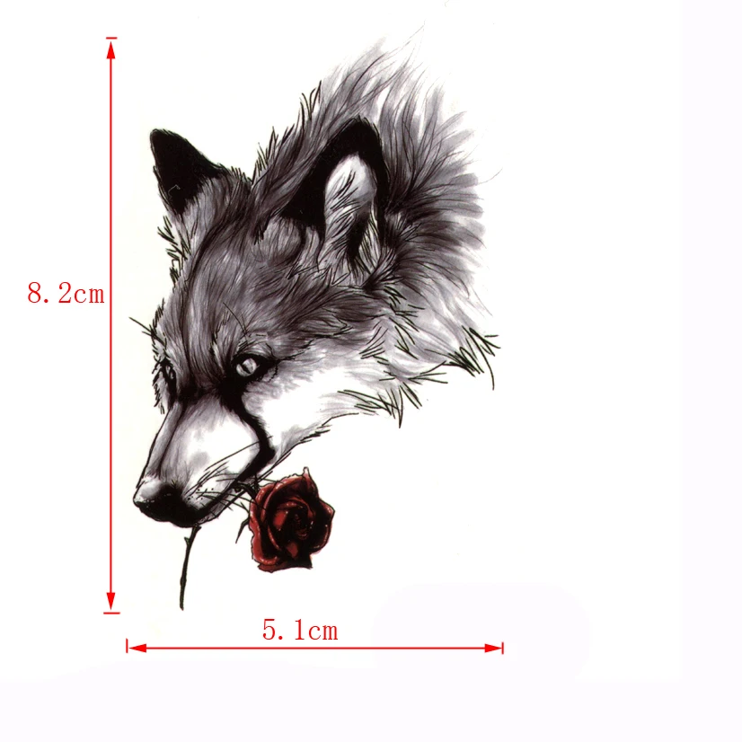 Wounded lonely wolf Waterproof Temporary Tattoos Men Sad Animal Temporary Tattoo tatouage  Rose fake tattoo sleeve tatoo sticker