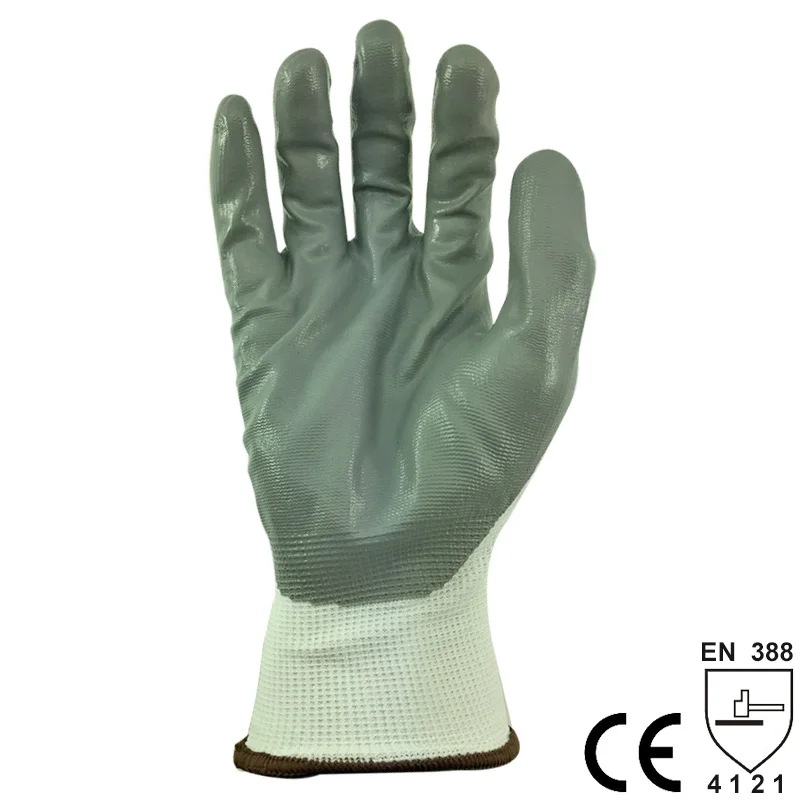 NMSafety guanti da lavoro da costruzione rivestiti in Nitrile in Nylon lavorato a maglia calibro 13 guanti protettivi di sicurezza