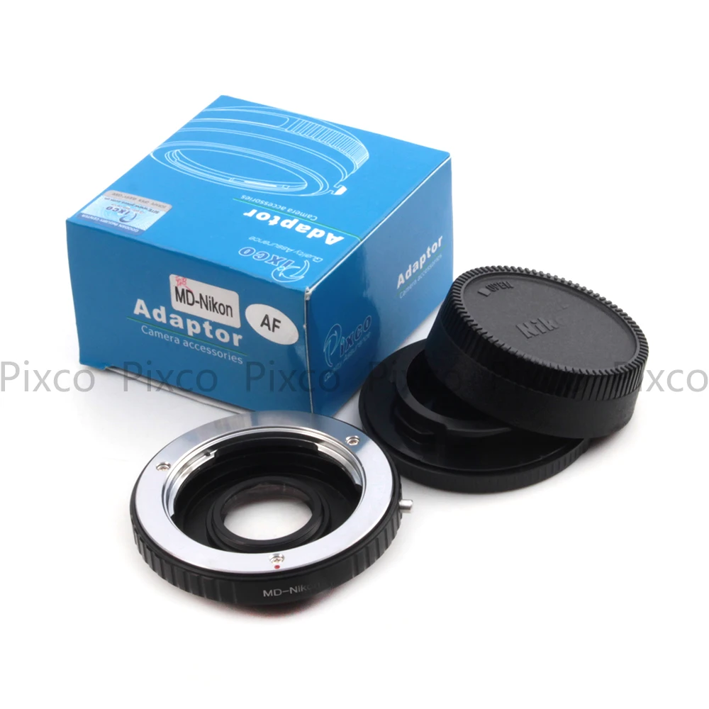 PIXCO AF Confirm Adapter Ring With Optical Glass suit for Minolta MD MC Lens to Nikon F Mount Camera