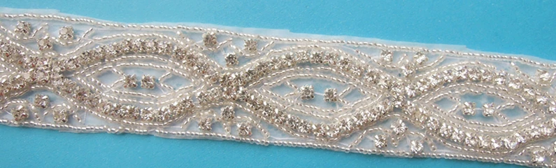 (10 yards) wholesale bridal beaded rhinestone applique trim iron on for wedding dress WDD0202