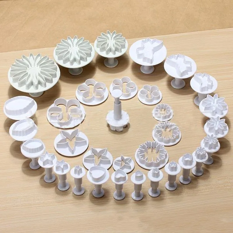 33 pcs/lot 3D Flower Cake Mold Food-Grade Plastic Cookie Cutter Chocolate Fondant Cake Decoration Baking Utensils  H926