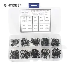 QINTIDES 300 Pieces M4 - M16 Mix Round wire snap rings for shafts snap ring retainer 65 manganese steel circlips M5 M6 M7 M8 M9