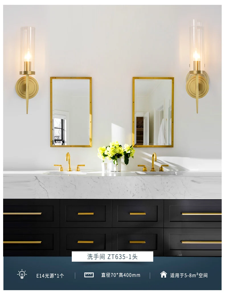 American Living Room LED Pendant Lights Gold Metal Glass