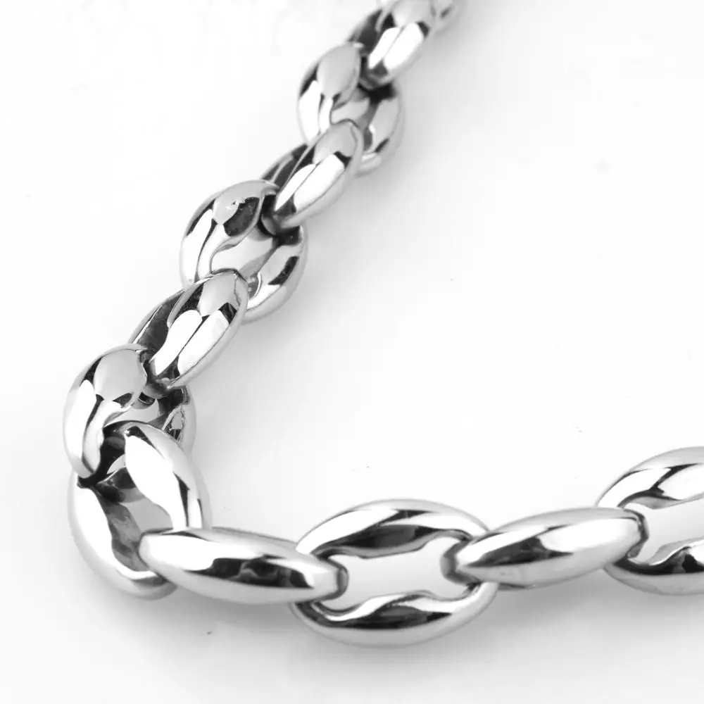 Fashion 6.5/7.5/12mm Wide Silver Color Coffee Beans Link Chain Necklace Or Bracelet Men\'s Stainless Steel 7-40\