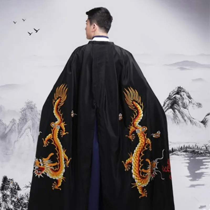 men's cape coat chinese emperor clothing Costume black emperor cloak cape red cape prince costume accessories ancient cape men