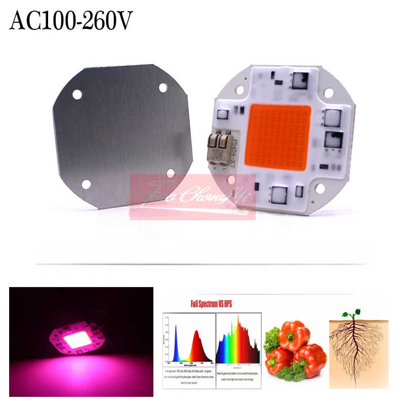 New Hot 20W/30W/50W COB Bulb Smart IC AC 110V-220V Driver 380-840nm Full Spectrum Spotlight Floodlight Flip chip lamp tube DIY