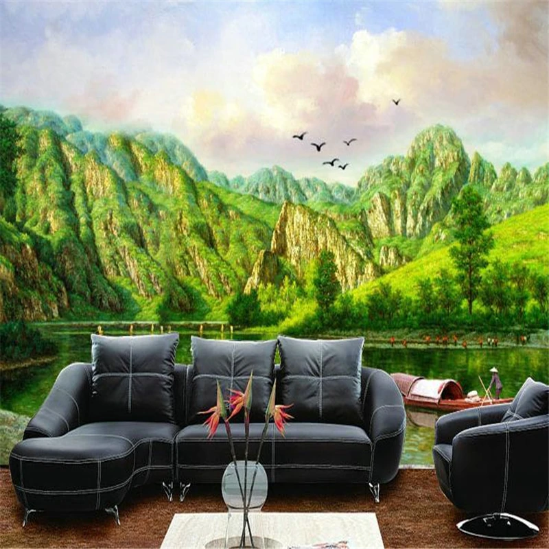 

beibehang 3d stereoscopic wallpaper TV background green large murals papel de parede wallpaper for walls 3 d wall paper