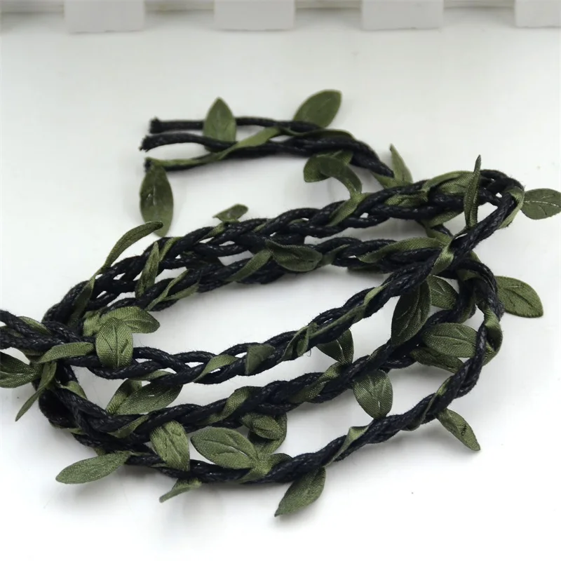 10m Vine Leaves Artificial Green Flower Rattan For  Wedding Party Decoration Foliage DIY Home Garland Headband Hair Accessories