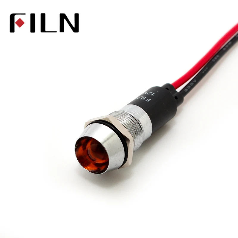 FILN  FL1M-12CW-1 12mm metal red green yellow blue white led 220v indicator light with 20cm cable