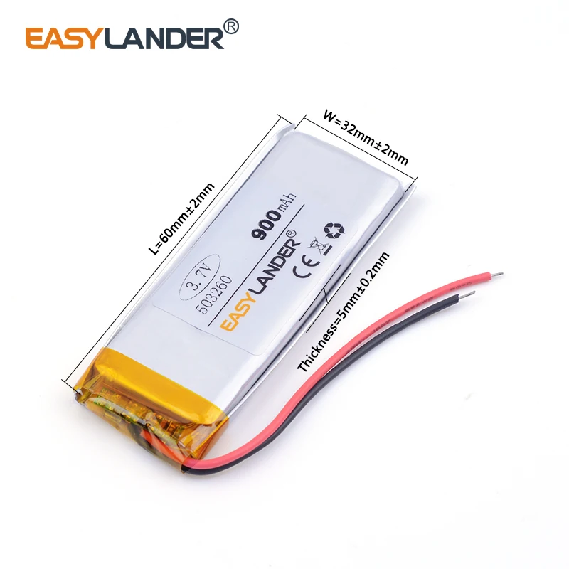 lithium ion batteries 3.7 V 503260 lithium-ion polymer battery 900 mah vehicle traveling data recorder LED speakers toys3 053260