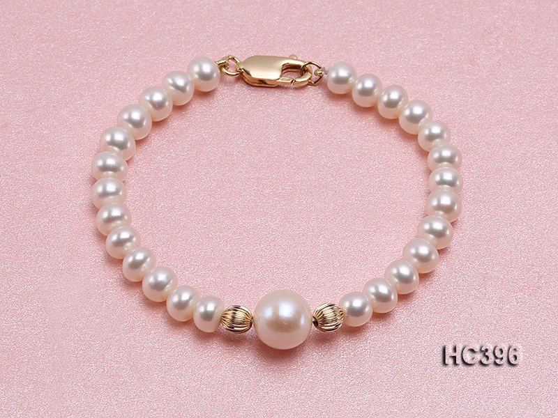 Unique Pearls jewellery Store 18cm 6-11mm Natural White Color Freshwater Pearl Bracelet 925 Silver Clasp