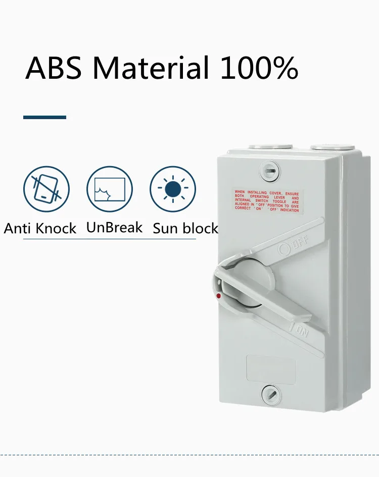 IP65 1P 2P 3P 4Poles 20A 32A 63Amp Weatherproof Isolating Switch Outdoor Waterproof Isolator Switch