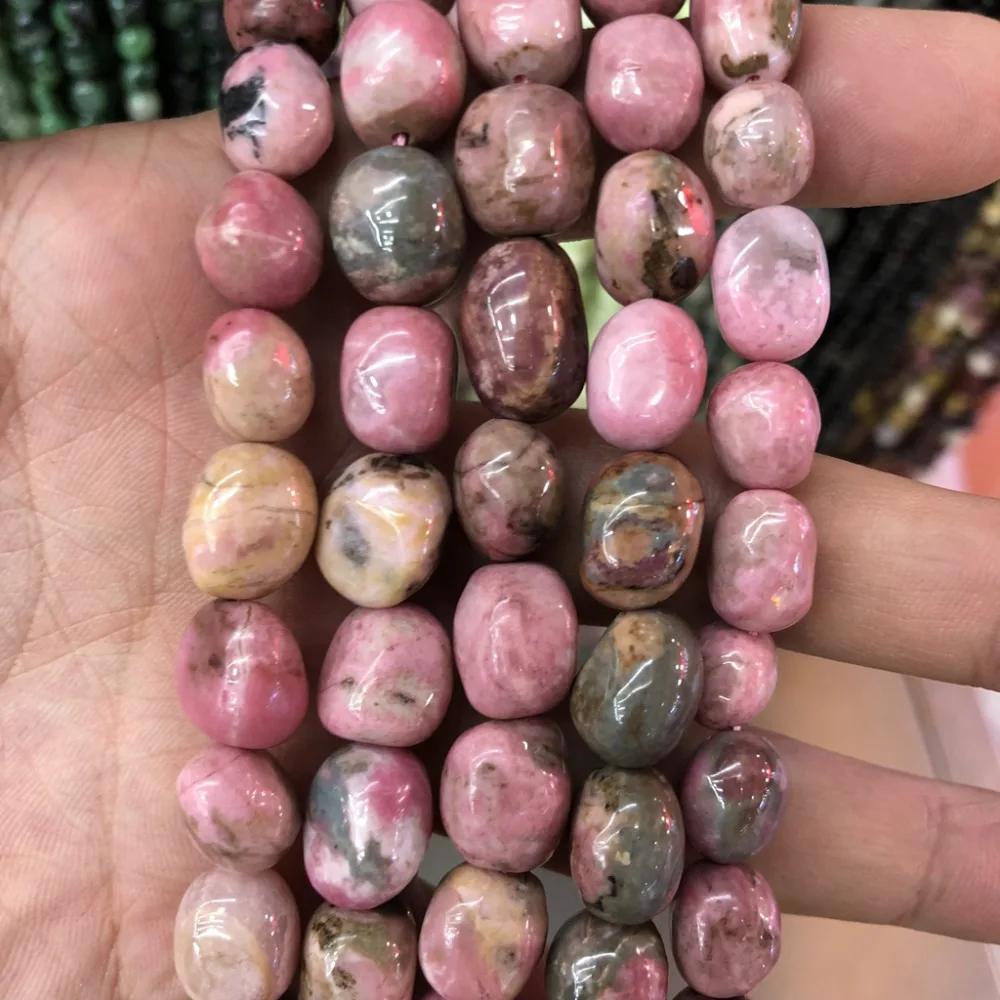 

Natural Rhodochrosite Beads Polished Nugget Bead, Genuine Stone Gem Jewelry Making Beads 1strings of 15.5"