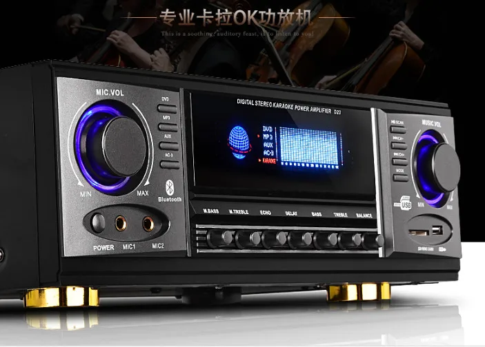 DZ-10 200W+200W HiFi 2.0 Bluetooth digital stereo amplifier karaoke home theater audio with Microphone input FM radio Display