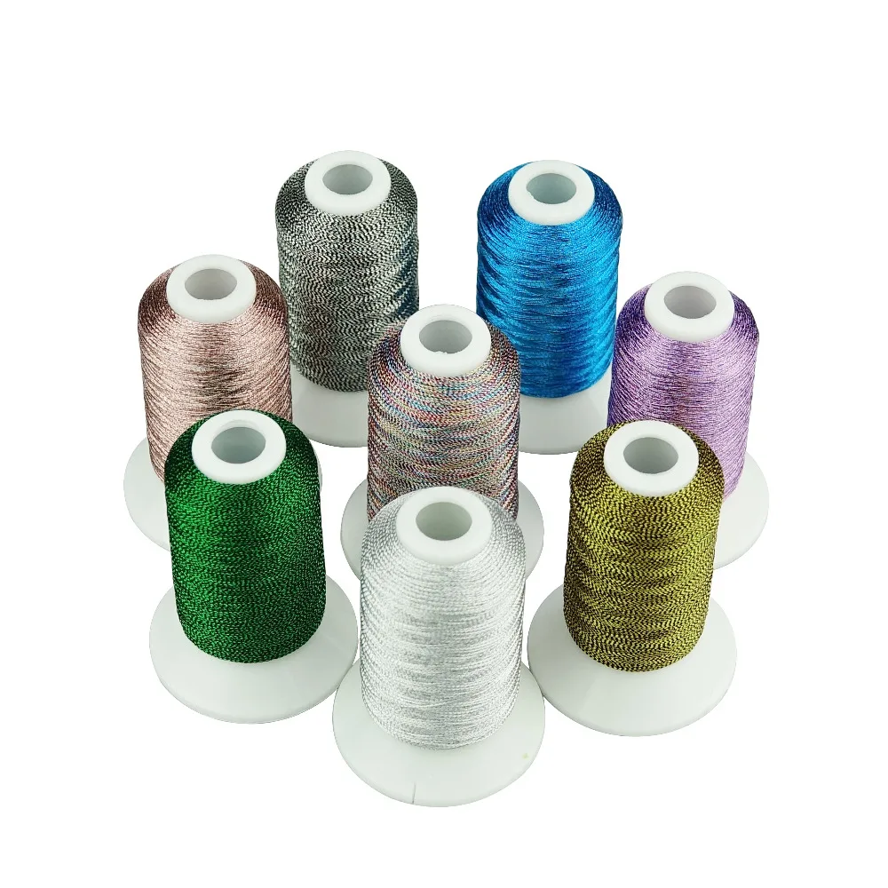 

SIMTHREAD 8 Pearl Colors/kit Metallic Embroidery Thread 550 Yards/Cone for Home Machine