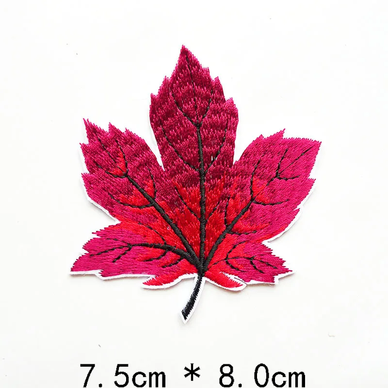 Hot Melt 24 Colors Flower Embroidered Maple Leaf Applique Leaves Badges Iron On Patch For Clothes Sewing Crafts Jeans Decoration